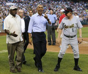Barack Obama is a big baseball fan and was present at the annual match between democrats and republicans from Congress in June 2015.