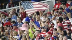 Fans celebrate after the United States defeated Costa Rica 2-1 in a World Cup qualifying soccer match Wednesday, Oct. 13, 2021, in Columbus, Ohio. (AP Photo/Jay LaPrete)
