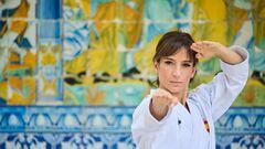 La karateka española Sandra Sánchez posa para una entrevista con EFE.