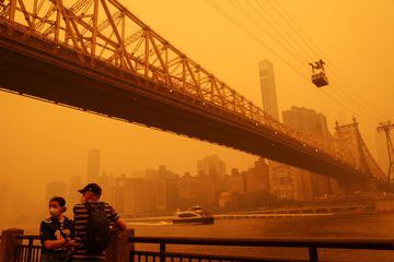 New York City under wildfire smoke haze 7 June 2023