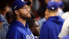 FILE PHOTO: Oct 11, 2023; Phoenix, Arizona, USA; Los Angeles Dodgers starting pitcher Clayton Kershaw (22) in the dug out during game three of the NLDS for the 2023 MLB playoffs against the Arizona Diamondbacks at Chase Field. Mandatory Credit: Mark J. Rebilas-USA TODAY Sports/File Photo