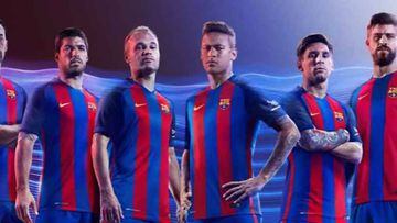 Busquets, Suárez, Iniesta, Neymar, Messi and Piqué unveil the 2016-17 home kit