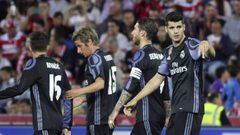 El Real Madrid celebra un gol de Morata.