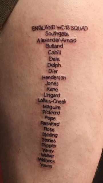 Another fan opted to tattoo the name of the entire squad on his arm.