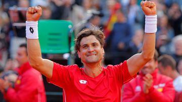 David Ferrer celebra su victoria ante Philipp Kohlschreiber en los cuartos de final de la Copa Davis.