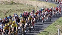 Imagen del pelot&oacute;n durante la decimotercera etapa del Tour de Francia entre Ch&acirc;tel-Guyon y Puy Mary,