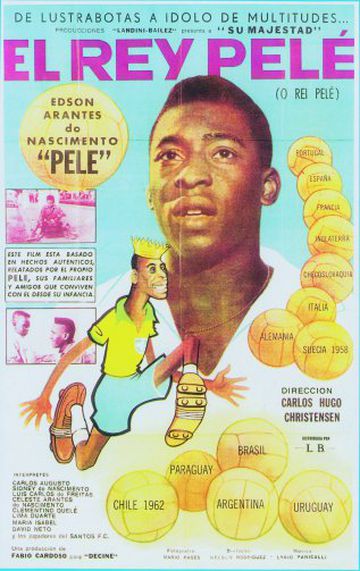 El astro brasileño lleva desde bien joven siendo protagonista de anuncios y películas. En la imagen, el cartel del documental brasileño, "El Rey Pelé" de 1962.