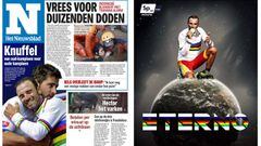 Portada de Het Nieuwsblad y de Sphera Sports tras el triunfo de Alejandro Valverde en los Mundiales de Ciclismo de Innsbruck.