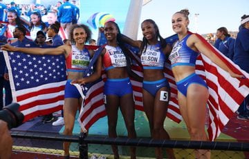 Talitha Diggs, Abby Steiner, Britton Wilson y Sydney McLaughlin.