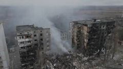 La destrucción total de una ciudad cercana a Kiev grabada con un dron