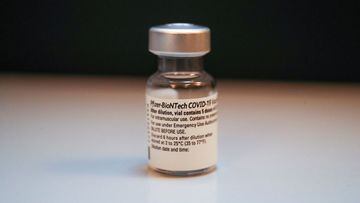A vial of the Pfizer-BioNTech coronavirus disease (COVID-19) vaccine is seen at Thornton Little Theatre managed by Wyre Council in Lancashire, Britain January 29, 2021. REUTERS/Lee Smith