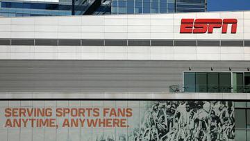 FILE PHOTO: ESPN logo and building are shown in down town Los Angeles, California, U.S., March 6, 2017.    REUTERS/Mike Blake/File Photo