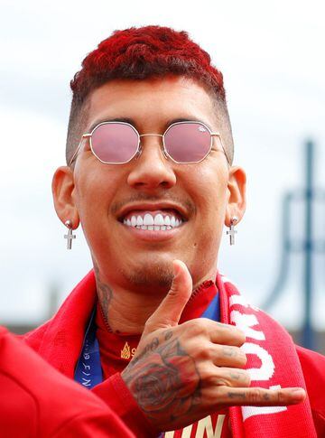 Liverpool's Roberto Firmino during the parade 