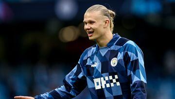 Manchester (United Kingdom), 17/05/2023.- Erling Haaland of Manchester City warms up prior to the UEFA Champions League semi-finals, 2nd leg soccer match between Manchester City and Real Madrid in Manchester, Britain, 17 May 2023. (Liga de Campeones, Reino Unido) EFE/EPA/ADAM VAUGHAN
