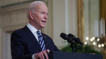 In a White House address Biden held Putin responsible for the conflict, issued new economic sanctions on Russia and reiterated the threat of cyberattacks.