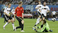 Fernando Torres anotando el gol ante Alemania en el Ernst Happel de Viena. 