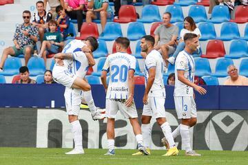 El Leganés celebra el gol de Raba al Levante en la última jornada. 