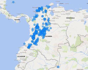 Mapa de contagiados en Colombia