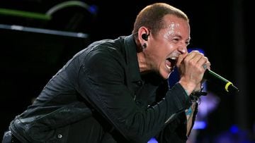 Chester Bennington de Linkin Park durante Rock in Rio USA en  MGM Resorts Festival Grounds; Las Vegas, Nevada. Mayo 9, 2015.
