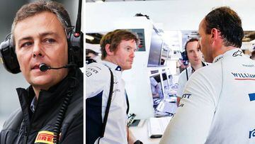 Mario Isola, de Pirelli, y Robert Kubica hablando con Rob Smedley, de Williams.