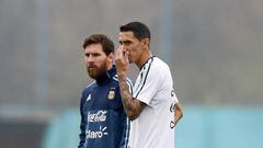 Messi y Di Mar&iacute;a, en un entrenamiento con Argentina.