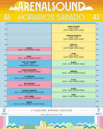 Los horarios del sábado 6 en el Arenal Sound