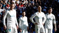 Bale, Nacho, Cristiano y Sergio Ramos durante el Real Madrid-Barcelona. 