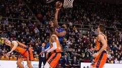 Brandon Davies of FC Barcelona in action during the ACB Liga Endesa  match between FC Barcelona  and Valencia Basket at Palau Blaugrana on November 14, 2021 in Barcelona, Spain.  