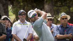 Louis Oosthuizen of South Africa tees off in Perth.  