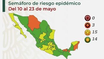 Mapa del semáforo epidemiológico en México del 10 al 23 de mayo