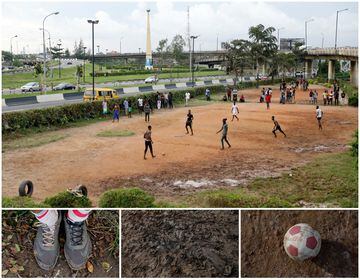 Fútbol en las calles de Lagos, Nigeria.