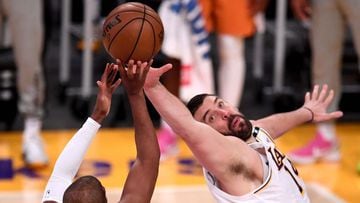 Los Angeles, CA - May 30:  Chris Paul #3 of the Phoenix Suns shoots over Marc Gasol #14 of the Los Angeles Lakers in the fourth quarter of game four of the Western Conference First Round NBA Playoff basketball game at the Staples Center in Los Angeles on 
