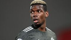 Soccer Football - Premier League - Liverpool v Manchester United - Anfield, Liverpool, Britain - January 17, 2021  Manchester United&#039;s Paul Pogba Pool via REUTERS/Michael Regan EDITORIAL USE ONLY. No use with unauthorized audio, video, data, fixture 