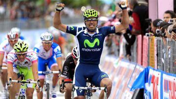 Fran Ventoso celebra la victoria de etapa en la novena etapa del Giro de Italia 2012.