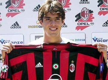 Kaká on his signing for AC Milan, who bought him for 7.4 million euros in 2003.