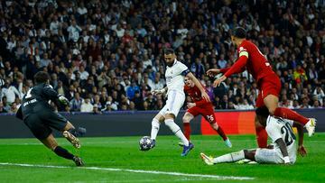 Karim Benzema scored the only goal of the game as Real Madrid completed a 6-2 aggregate win over Liverpool and reached the Champions League quarter-finals.