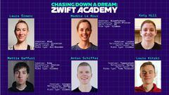 Cartel con los seis finalistas de la Zwift Academy 2023/2024