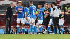 Jugadores del Napoli durante un partido por Serie A.