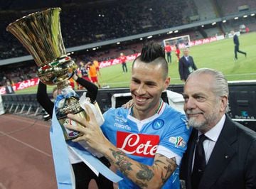 Back in 2014 Napoli's president Aurelio De Laurentiis was enjoying winning the Italian Cup.
