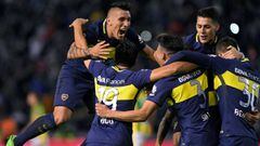 Boca Juniors celebra un gol ante Olimpo en la pen&uacute;ltima jornada del campeonato argentino.