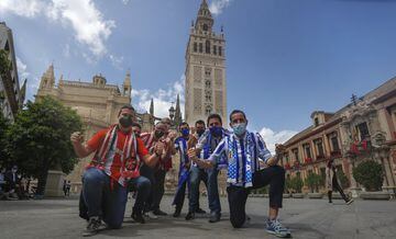 Athletic Club and Real Sociedad fans in Seville ahead of the Copa del Rey final.