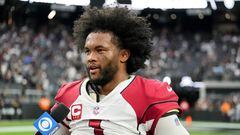 LAS VEGAS, NEVADA - SEPTEMBER 18: Kyler Murray #1 of the Arizona Cardinals talks to the media after an overtime win over the Las Vegas Raiders at Allegiant Stadium on September 18, 2022 in Las Vegas, Nevada.   Chris Unger/Getty Images/AFP