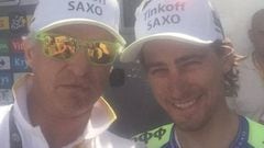 Oleg Tinkov y Peter Sagan posan durante el Tour de Francia 2015.