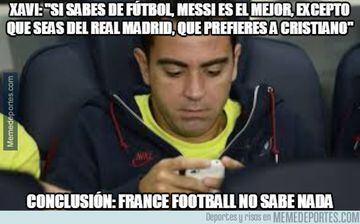 XAVI: "Being a Real Madrid fan and preferring Cristiano is one thing; but if you know anything about the game, Messi is the best". CONCLUSION: France Football doesn't know anything about the game.