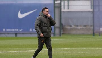 Xavi, en un entrenamiento del Barça.