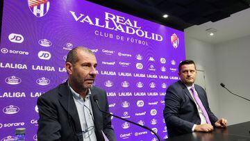 Valladolid. 02/08/2023. David Espinar, junto a  Domingo Catoira, nuevo director deportivo del Real Valladolid. Photogenic/Miguel Ángel Santos