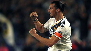CARSON, CALIFORNIA - MARCH 02: Zlatan Ibrahimovic #9 of Los Angeles Galaxy celebrates his goal in the second half against the Chicago Fire at Dignity Health Sports Park on March 02, 2019 in Carson, California.   Meg Oliphant/Getty Images/AFP