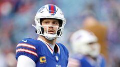ORCHARD PARK, NEW YORK - NOVEMBER 19: Josh Allen #17 of the Buffalo Bills warms up before the game against the New York Jets at Highmark Stadium on November 19, 2023 in Orchard Park, New York.   Sarah Stier/Getty Images/AFP (Photo by Sarah Stier / GETTY IMAGES NORTH AMERICA / Getty Images via AFP)