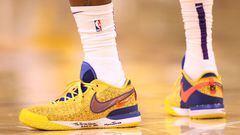 LeBron James #23 of the Los Angeles Lakers shoes