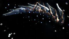 BERLIN, GERMANY - JUNE 23: (EDITORS NOTE: This image was created using in-camera multiple exposure.) Philipp Wolfrum of Munich Airriders  competes in the Individual Trampoline Mens Final on day X1 of the multi sport event Die Finals on June 23, 2022 in Berlin, Germany. (Photo by Alex Grimm/Getty Images)